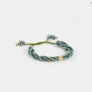 Coco + Carmen Green & Blue shimmer Beaded Bracelet NWT